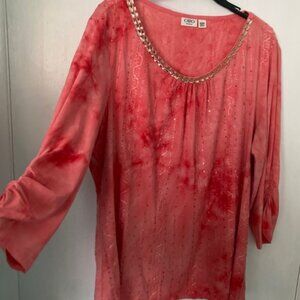 Cato Woman Tie Dyed look 18/20W Jeweled Neckline Top